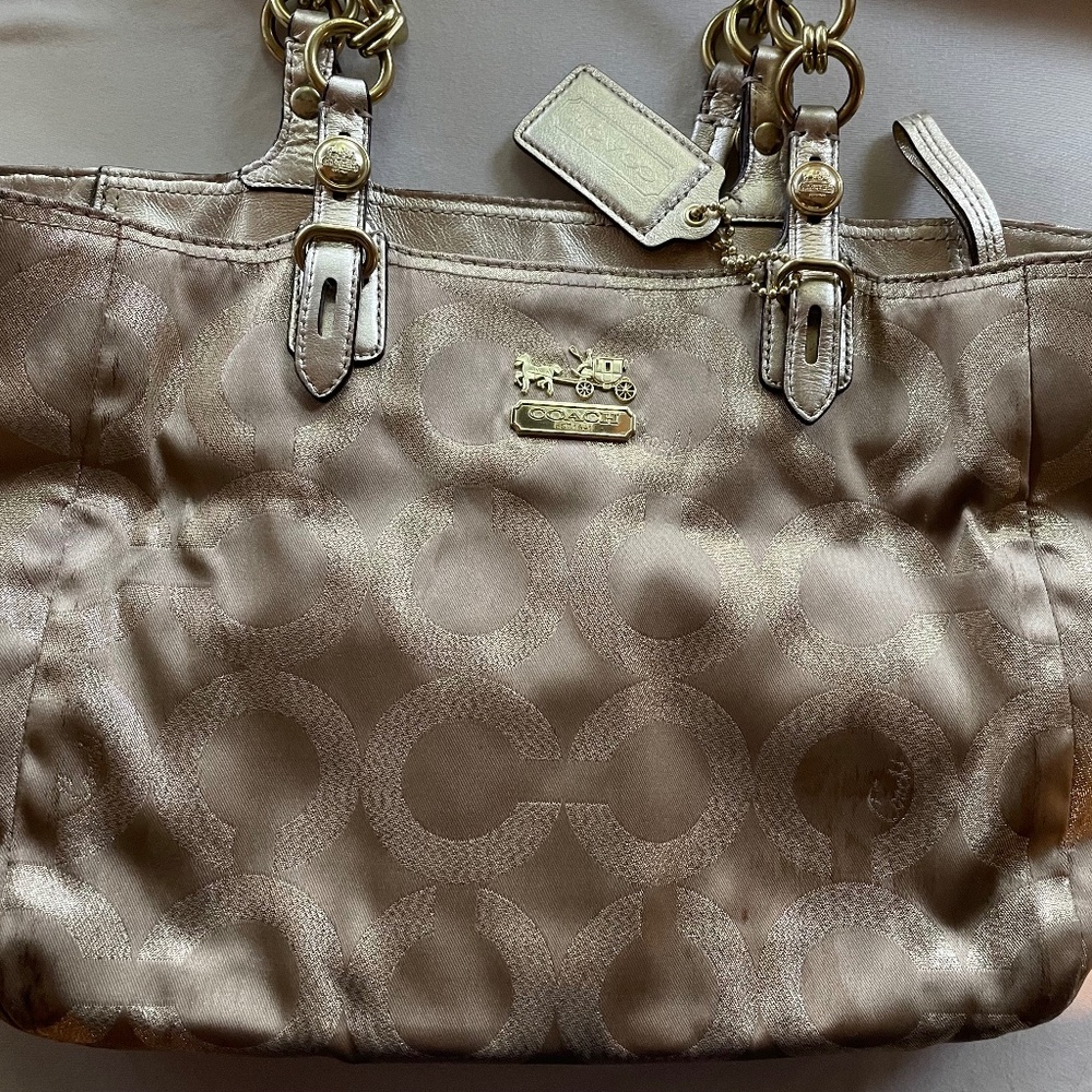 Gold Coach tote bag